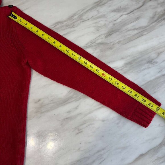 Talbots Wool Snowflake Christmas Holiday Sweater Knit Turtleneck Buttons Red L - Picture 10 of 16